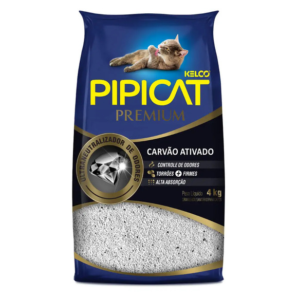 Areia Higiênica Pipicat Carvão Ativado 4 kg