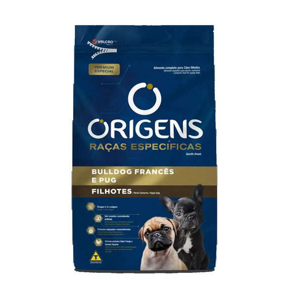 Ração Origens Cães Filhotes Raças Específicas Bulldog Francês e Pug 1 kg