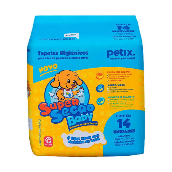 Tapete Higiênico Super Secão Baby Petix 30 unidades