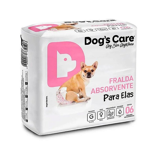Fralda Higiênica Fêmea Dogs Care 6 unidades G
