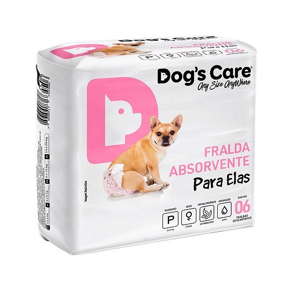 Fralda Higiênica Fêmea Dogs Care 6 unidades P