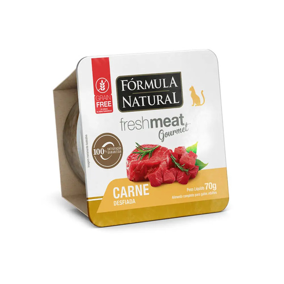 Ração Úmida Fórmula Natural Fresh Meat Gourmet Gatos Adultos Carne Desfiada 70g