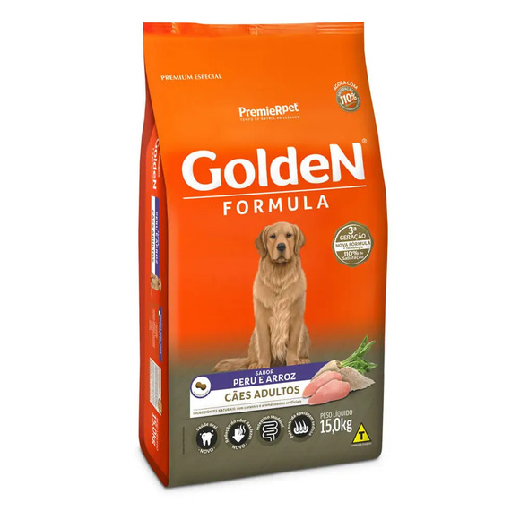 Ração Golden Fórmula Cães Adultos Peru e Arroz 15 kg