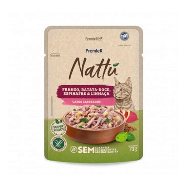Premier nattu gourmet gatos cast fran-bat doce 70 g