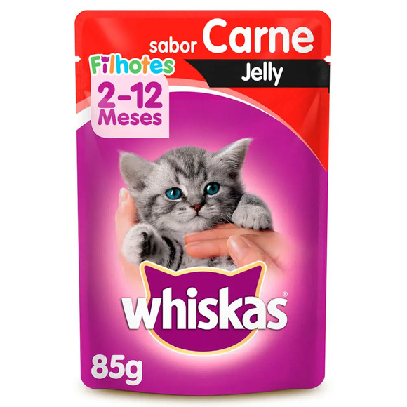 Ração Úmida Whiskas Sachê Carne Jelly Gatos Filhotes 85 g