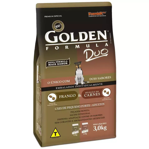 Ração Golden Fórmula Cães Adultos Raças Mini Duo Frango e Carne 3 kg