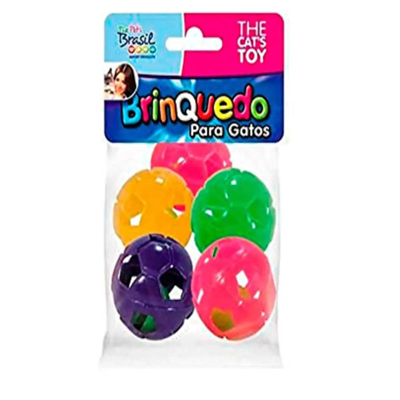 Brinquedo Para Gatos Bolinhas De Futebol 5 Unidades