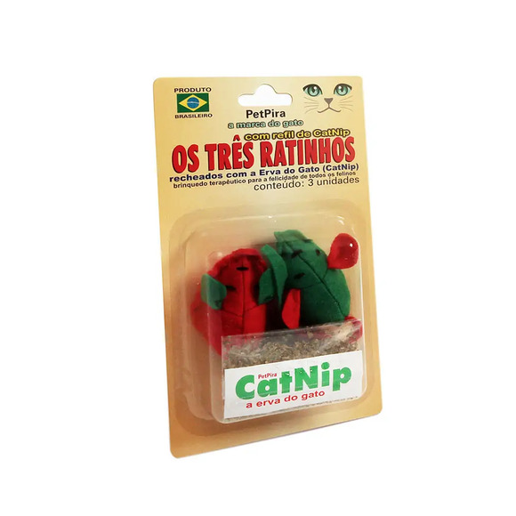 Brinquedo Três Ratinhos com CatNip PetPira Único
