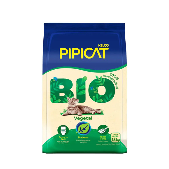 Granulado Sanitário para Gatos Pipicat Bio Vegetal 1,8 kg