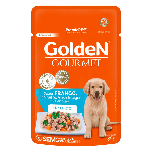 Ração Úmida Golden Gourmet Cães Filhotes Frango 85 g