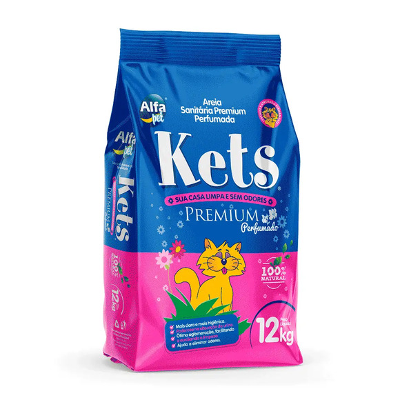 Areia Higiênica Kets Premium Perfumada 12 kg