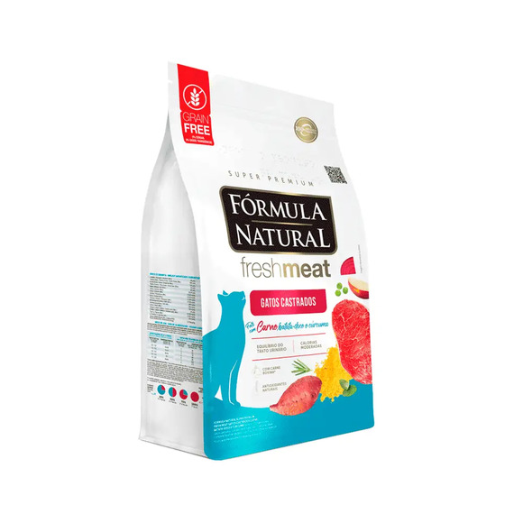 Ração Fórmula Natural Fresh Meat Gatos Castrados Carne 7 kg pac. Indiv. de 500g