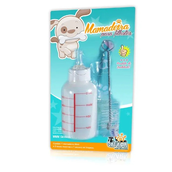 Mamadeira Com Limpador Pet Filhotes 2 Bicos Extra Único