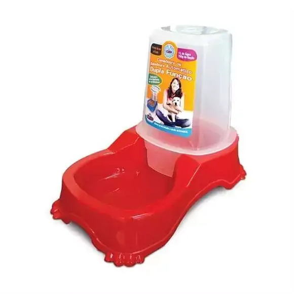 Alimentador Automático Duplo Pet Injet para Cães Vermelho