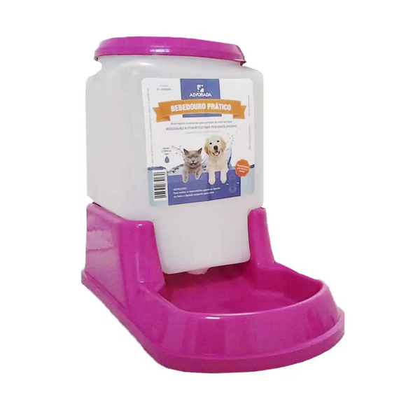 Bebedouro Prático Automático Cães e Gatos Alvorada Rosa Único