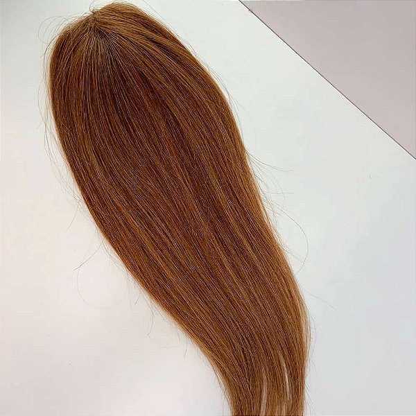 Topo para Cabeça Cabelo Humano Castanho na Micropele 45cm