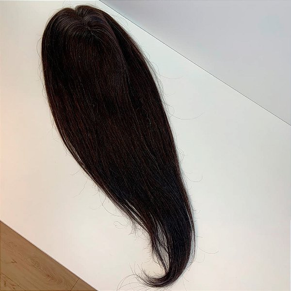 Topo para Cabeça Cabelo Humano Castanho Escuro na Micropele  60cm