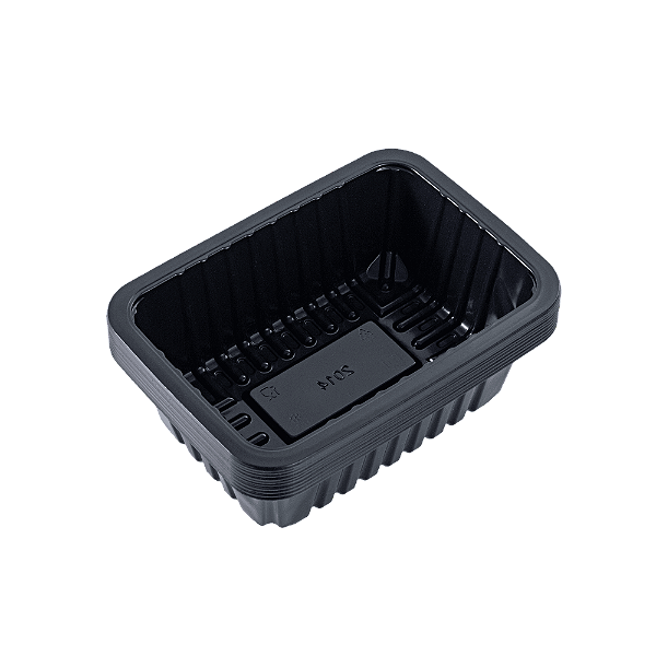 Bandeja Plástica Preta 1050ml 20x14x6,5cm- 10 Unidades