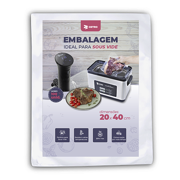 Embalagem Sous Vide 20x40 - 100 Unidades