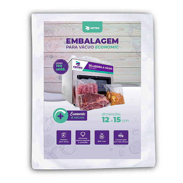 Embalagem a Vácuo Economic 12x15x0,08 - 100 Unidades