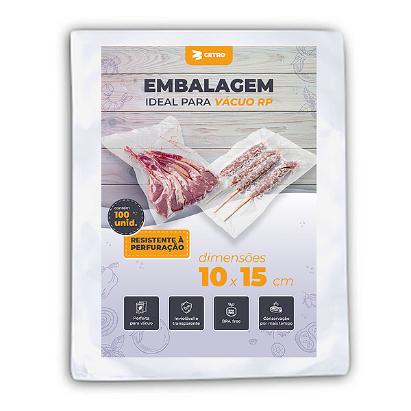 Embalagem a Vácuo Lisa Resistente a Perfuração RP 10x15cm - 100 Unidades