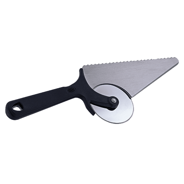 Espátula de Pizza com Cortador em Aço Inox