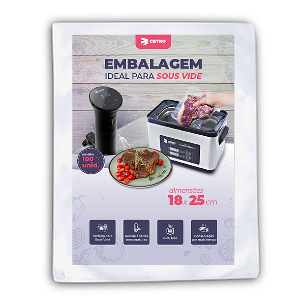 Embalagem Sous Vide 18x25 - 100 Unidades