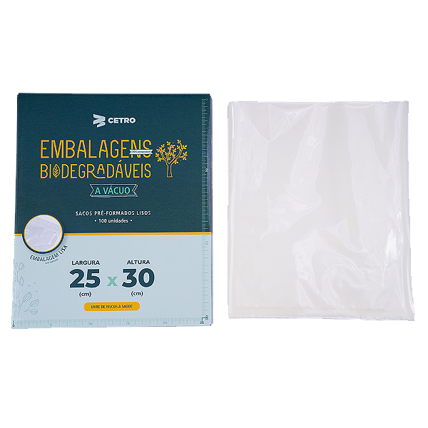 Embalagem a Vácuo Biodegradável 25x30cm - 100 Und