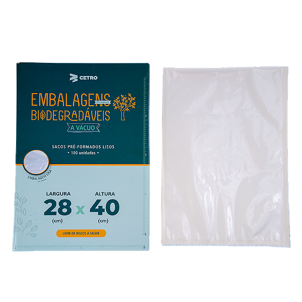 Embalagem a Vácuo Biodegradável 28x40cm - 100 Und