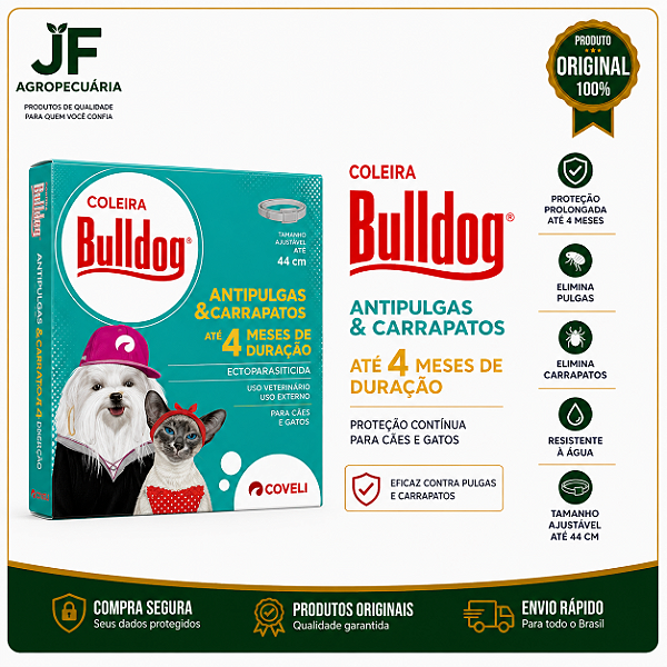 COLEIRA BULLDOG ANTI PULGA 25GRS (4 MESES DURACAO)
