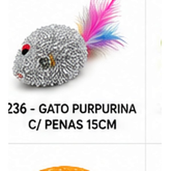 BRINQ. GATO PURPURINA COM PENAS 15CM