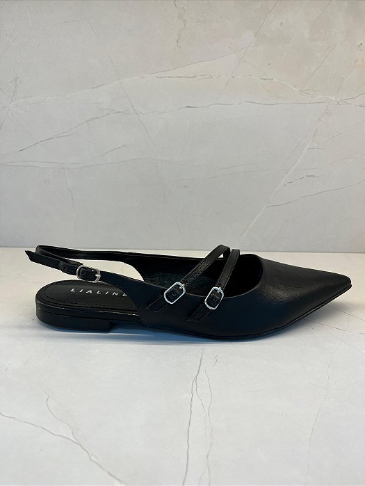 Slingback Feminino Sem Salto Lia Line em Couro