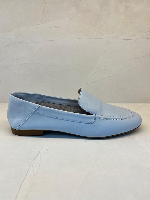 Mocassim Clássico Azul Céu em Couro Lialine