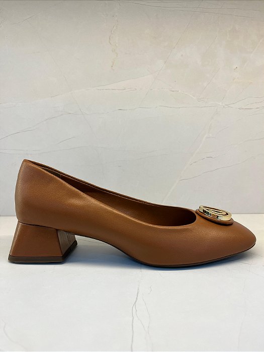 Scarpin Feminino Caramelo em Couro Legítimo Dumond