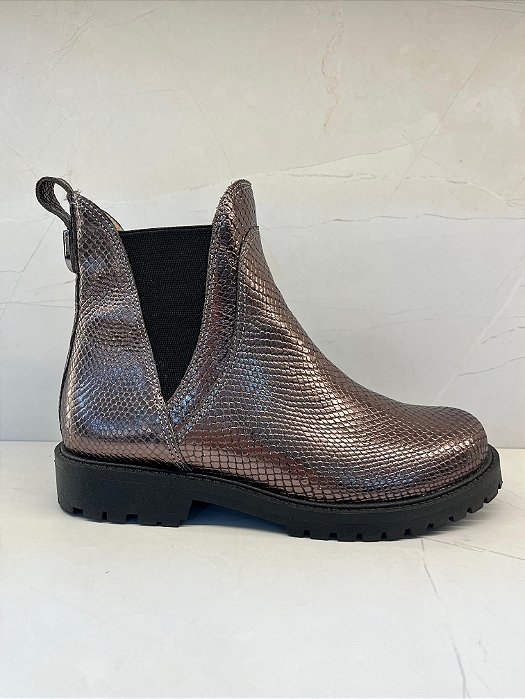 Coturno Feminino Paraonda em Couro Premium com Textura Snake
