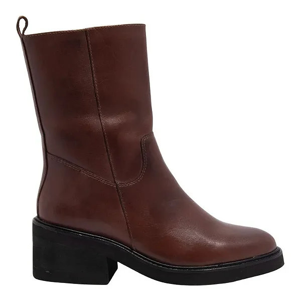 Bota Cano Médio em Couro Cocoa Santa Lolla
