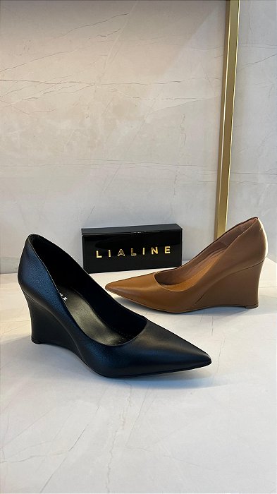 Scarpin Feminino em Couro Legítimo com Salto Anabela Lialine