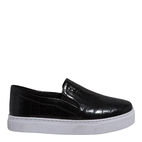Tênis Slip On Santa Lolla em Croco Preto