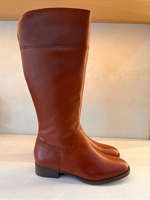 Bota Cano Alto Camel em Couro Santa Lolla