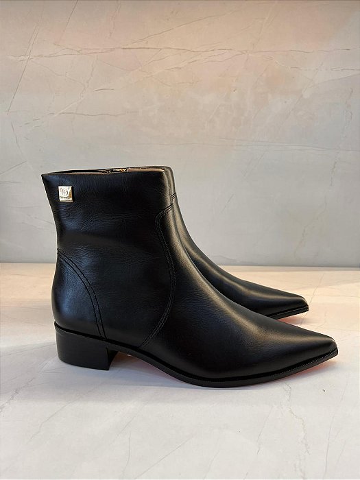 Bota Paraonda Baixa Preta em Couro