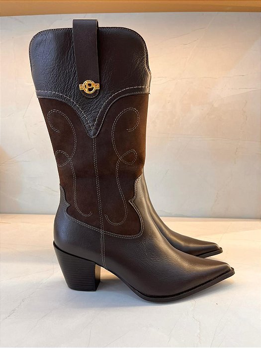 Bota Paraonda Texana Cano Alto Marrom