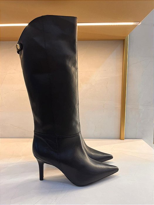 Bota Lialine em Couro Cano Longo Preta