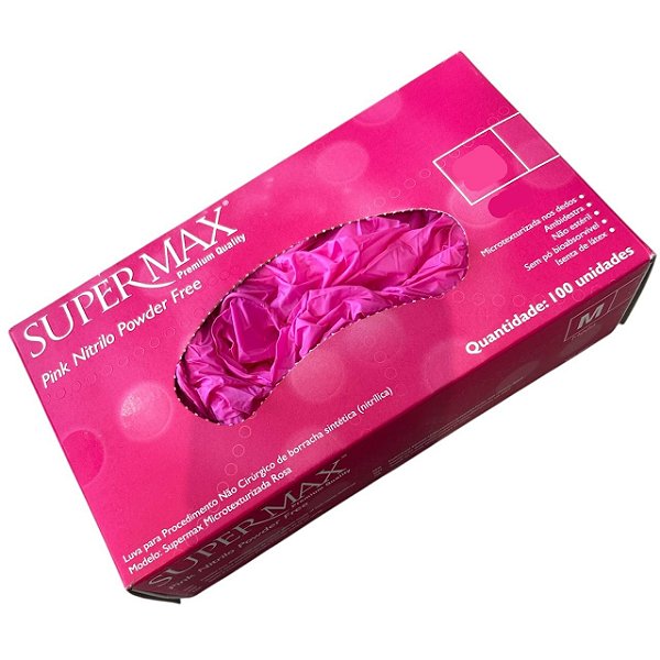 LUVA NITRILICA ROSA SUPERMAX