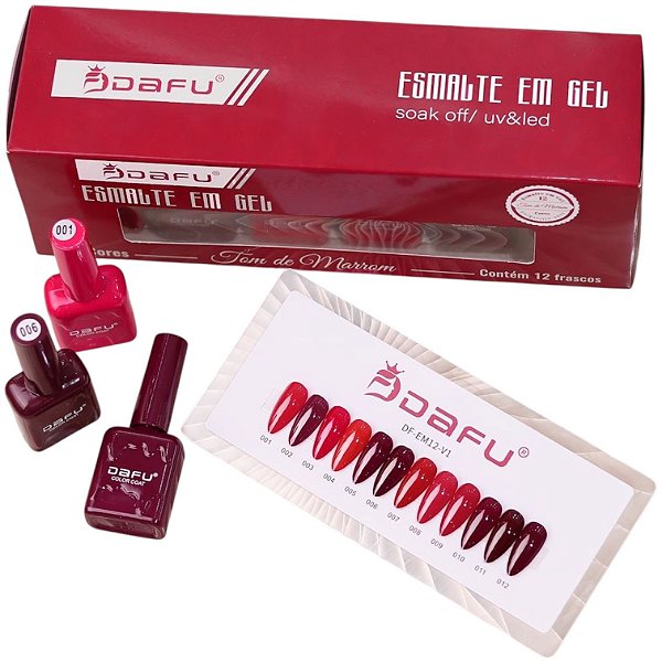 KIT ESMALTE EM GEL VERMELHO DAFU C/12