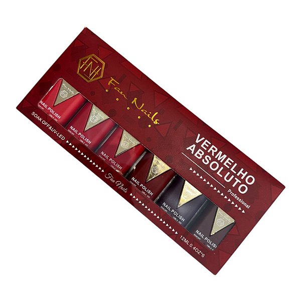 KIT ESMALTE FAN NAILS VERMELHO ABSOLUTO