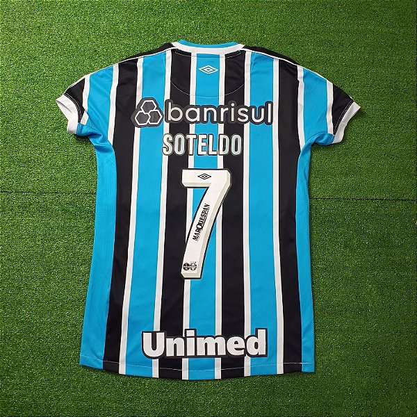 Camisa Grêmio 2023 Tricolor - #7 Soteldo - Tam PP/Infantil 14 anos