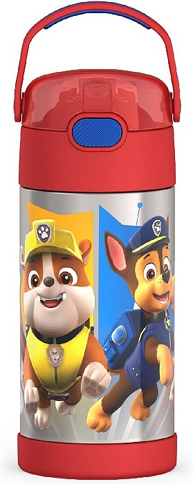 Garrafa térmica Thermos  infantil Funtainer com canudo, aço inoxidável, 355 ml, Blue Paw Patrol Patrulha Canina