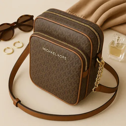 Bolsa Transversal Jet Set Travel Chain Michael Kors Marrom-escuro