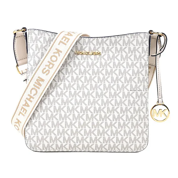 Bolsa Michael Kors Jet Set Travel Long Vanilla Com Logo Mk Bege Vanilla Ouro Branco