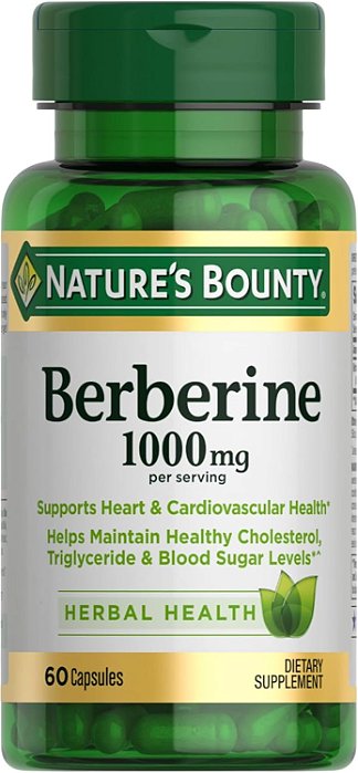 Berberina Nature's Bounty 1000 Mg De Berberina Com 60 Cápsulas De Sabor Sem Sabor